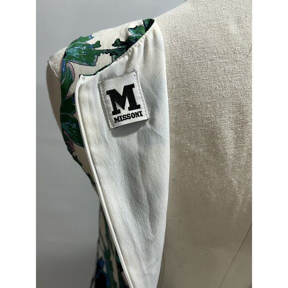 M Missoni Multicolor Blue Green Floral Silk Sleeveless Mini Dress 36/US 6/Small - Picture 6 of 15